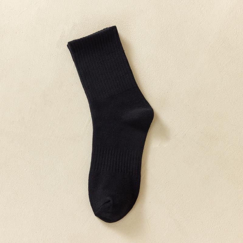 

Soild Cotton Sports Socks Mid Calf Black White Stockings Soft Breathable Athletic Socks Soft Comfortable Solid Hosiery One Size