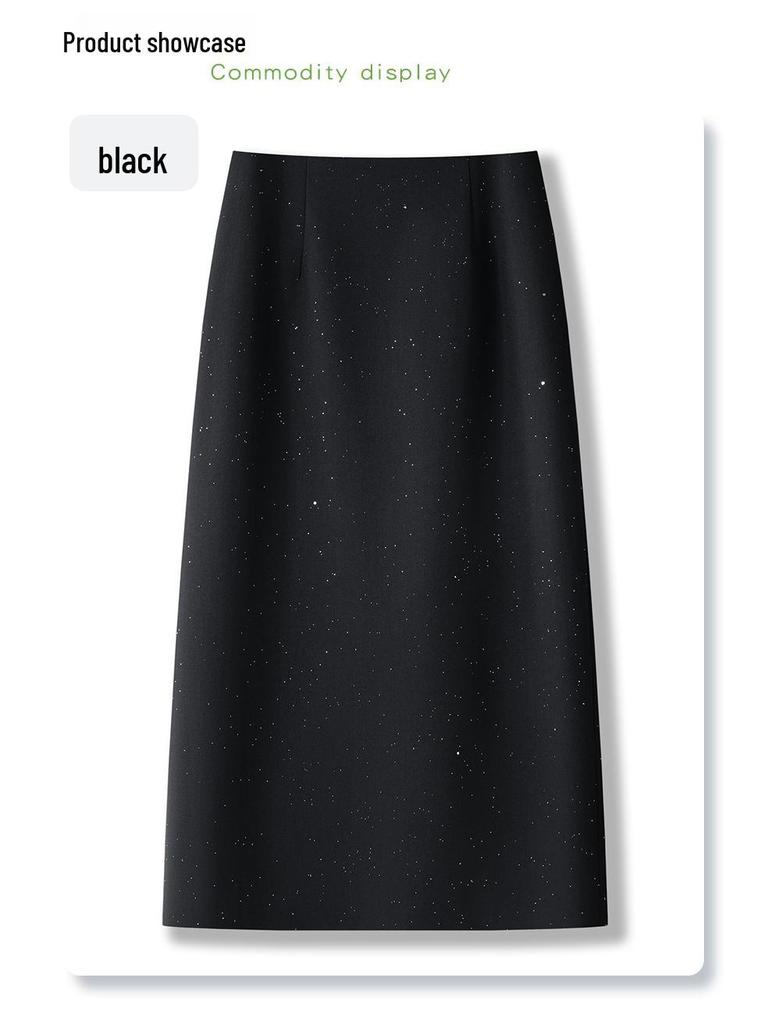 Women's Gray Bodycon Midi Skirt, High-End Spring 2025 Slim Fit