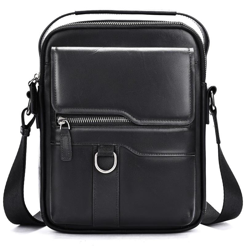 

Retro Men s Top Layer Cowhide Shoulder Bag High Luxury Business Leather Crossbody Trendy Casual Outdoor чёрный