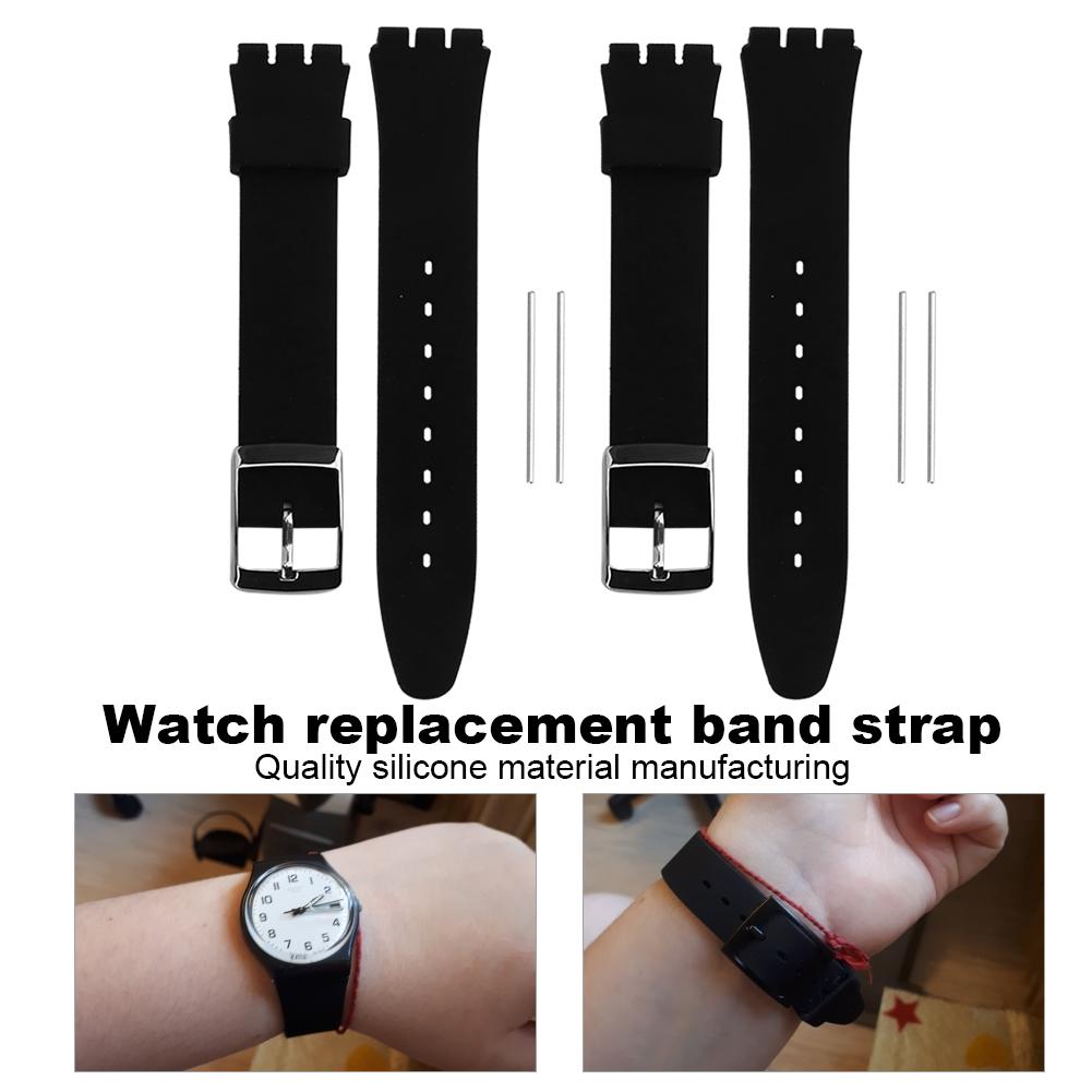 2pcs Soft Silicone 17mm19mm Watchband Watch Strap Replacement Accessory