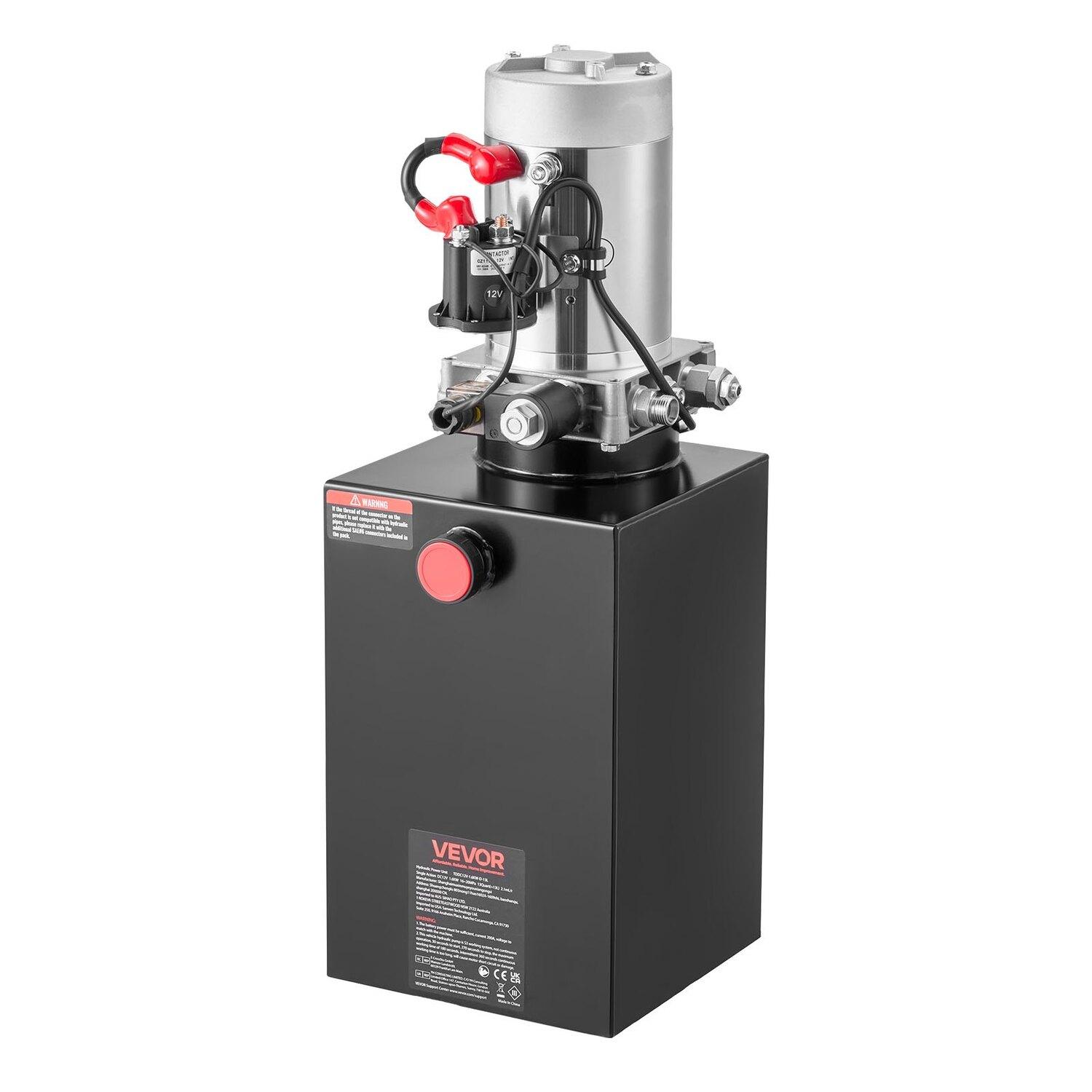 Unité de Puissance Hydraulique 15 L, Pompe pour Remorque Basculante à Simple Effet, Pression Maximale de Secours 22 MPa & Débit de 3,4 L/min, Pompe Hydraulique CC 12V avec Métal