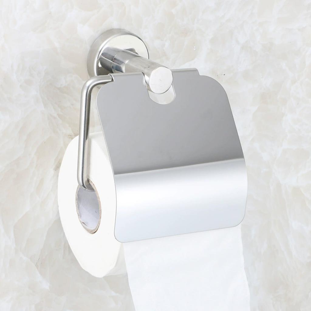 Toilet Paper Roll Holder 304 Stainless Steel Wall Mounted Tissue Roll Holder with Dust Lid for Bathroom Glossy