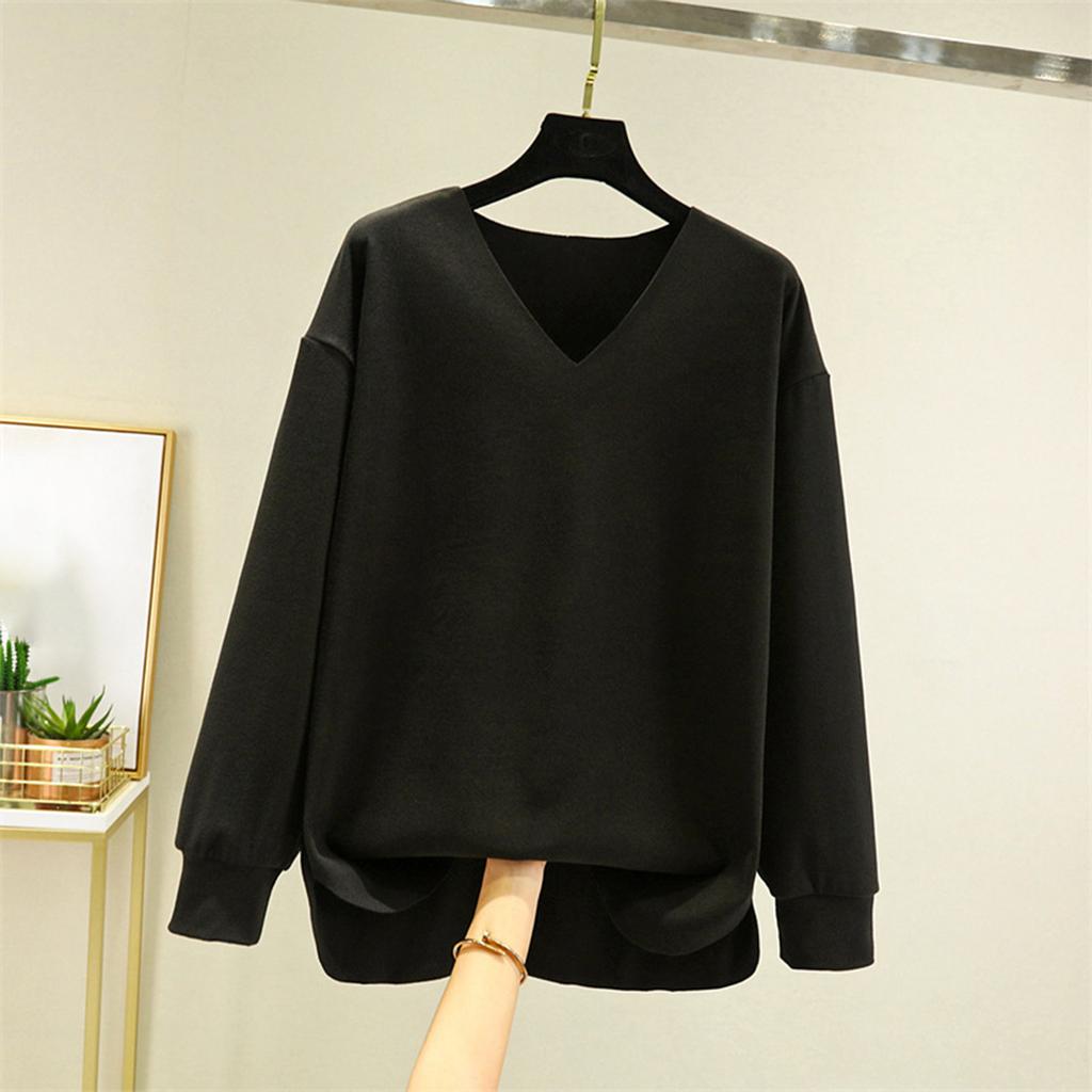 Women's Fashion Solid Colour Long Sleeve Fleece Thickened Top