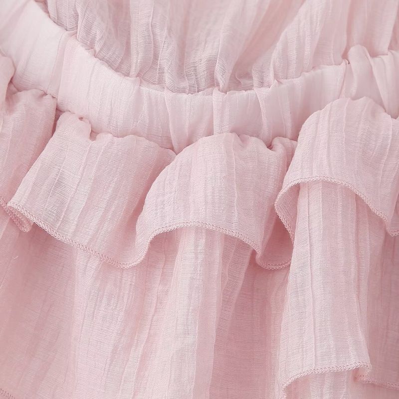 Kaslead New Arrival Women's Clothing Fashion Style Fashion Minimalist Three-Dimensional Flower Ruched Texture Ruffles Dress