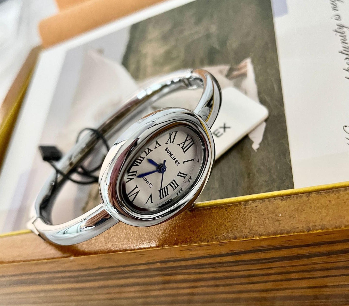 Ванна Sunlifex Часы Женские Розовое Золото Алмазное Кольцо Легкая Роскошь Премиум Нишевый Дизайн Овальные Часы-Браслет серебро белый