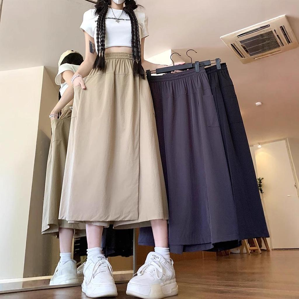 Summer High Waist A-Line Workwear Skort for Women – 2025 New Petite, Loose Slimming, Mid-Length Design