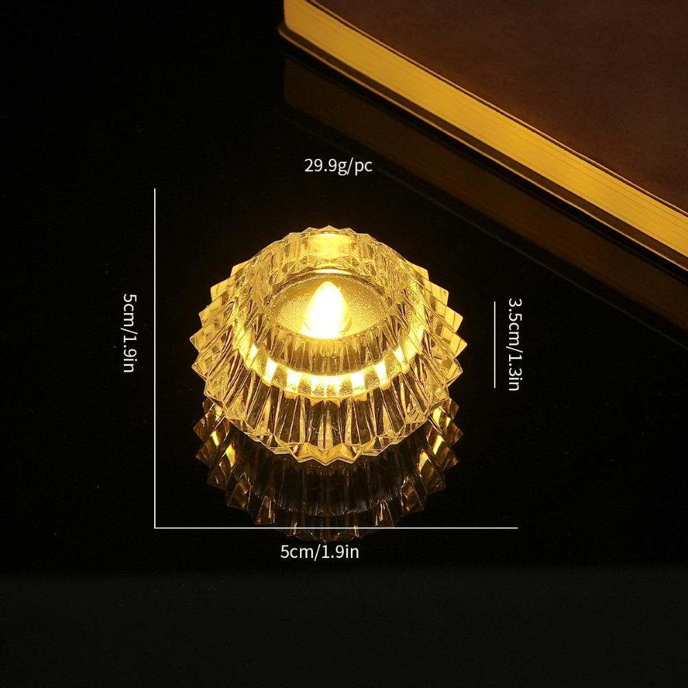 Transparent Flameless LED Candle Realistic Flame Warm Yellow Electronic Candle Christmas Snowflake Romance TeaLight Candle