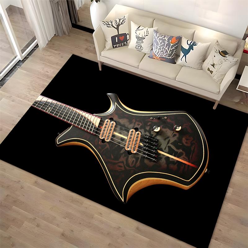 Guitar Design Pattern Rug Non-slip rug suitable for living room and bedroom sofas