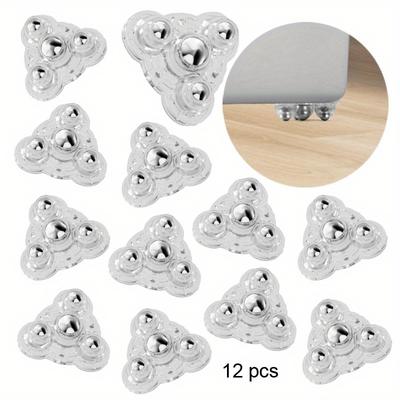 4pcs Self Adhesive Type Mute Ball Universal Wheel 3 Beads Furniture Casters Wheels Stainless Steel Wheel 360° Rotation