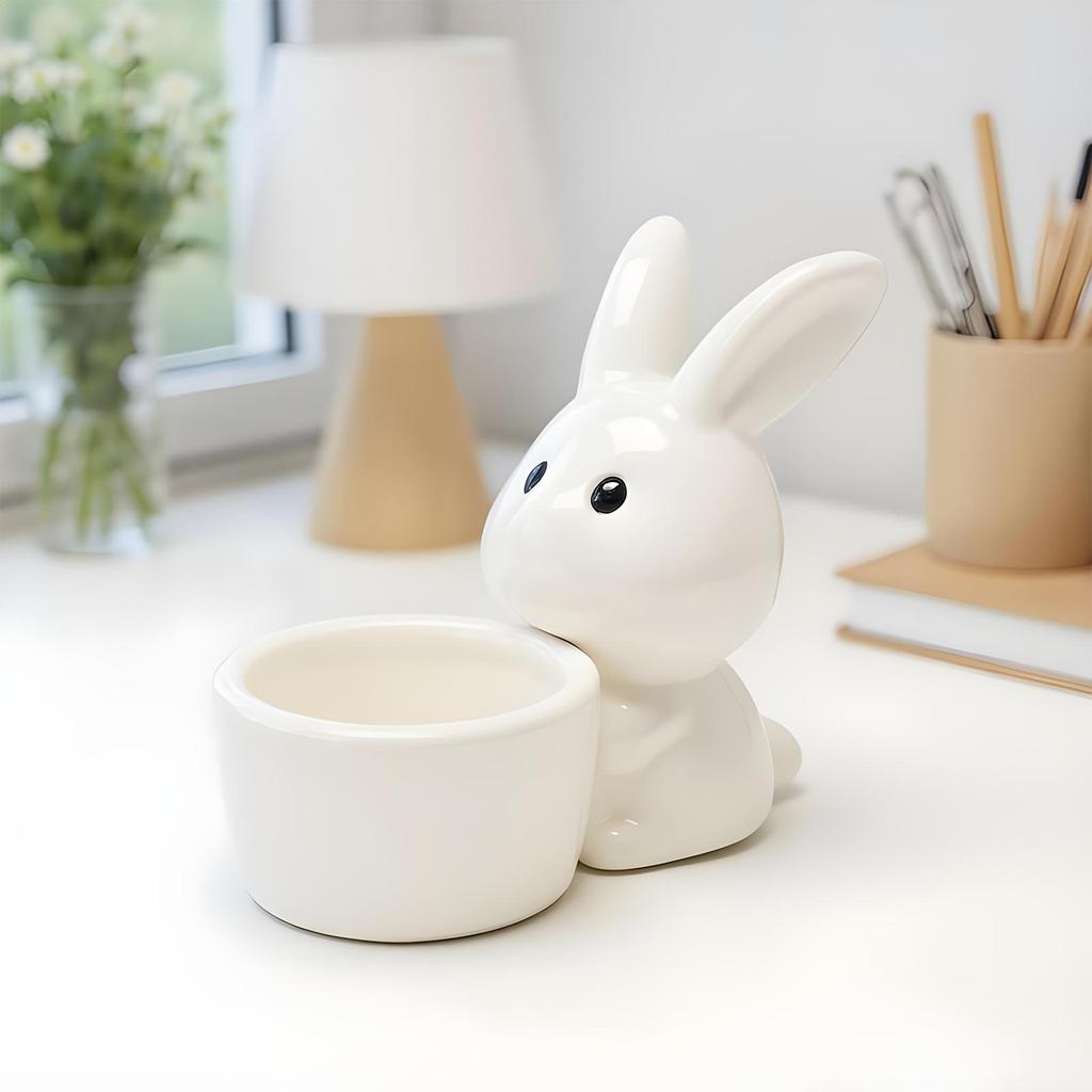 Bunny CandleHolder White Cute Easter Egg Stand Decor Easter Bunny CandleHolder for Banquet Gathering Party Shelf Desk