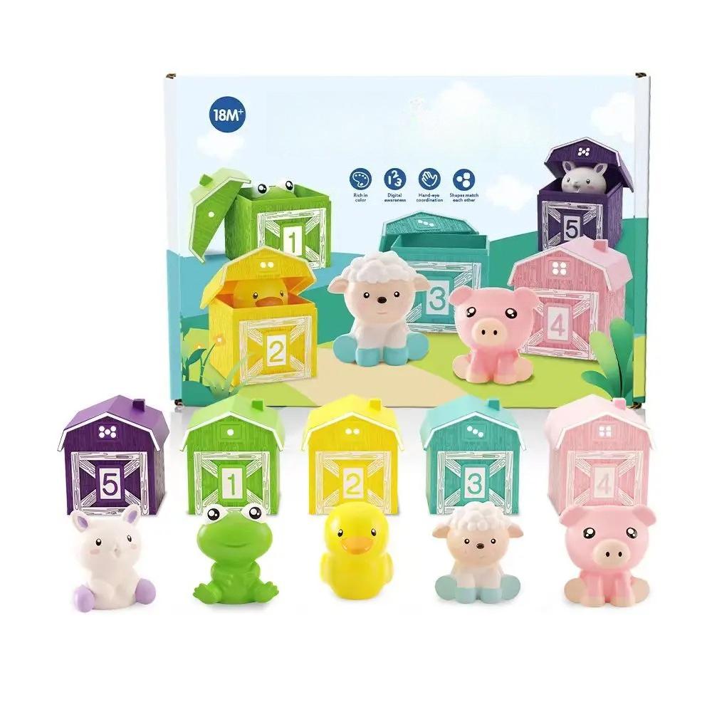 Toddler Montessori Counting Matching Toys Farm Animal Finger Puppets Color Sorting Toy Early Learning Cognitive Game for Kids