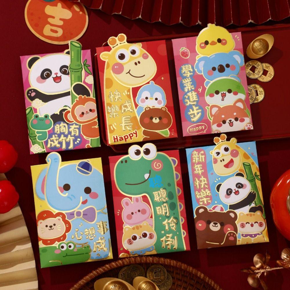 6pcs Blessing New Year Money Envelopes Chinese Style Red Packet Lucky Red Pockets Spring Festival
