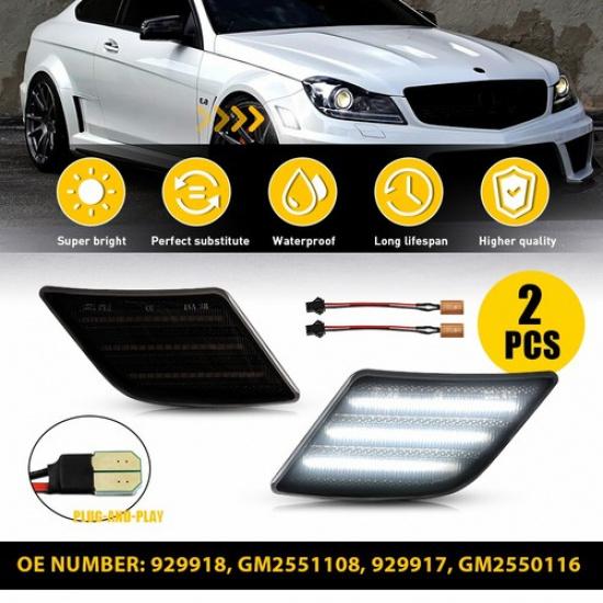 2X For Benz C-Class W204 Pre-LCI 2008-2011 Smoked Lens Front Side Marker Light A