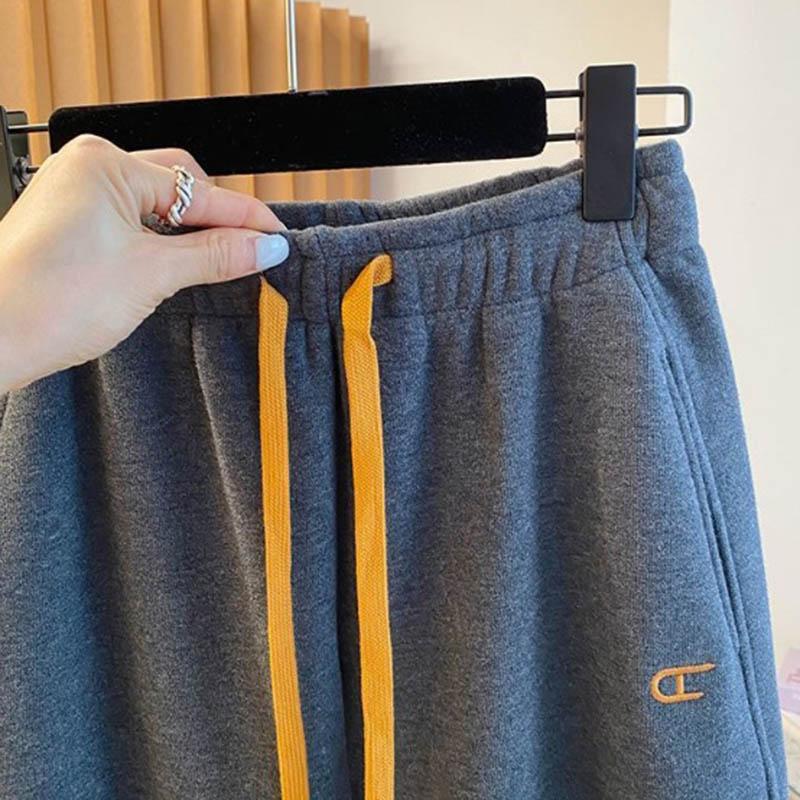 Pants for Women Plus Size Thickened Stretchy Elastic High Waist Long Trousers Solid Colour Fleece Casual Jogger Pants