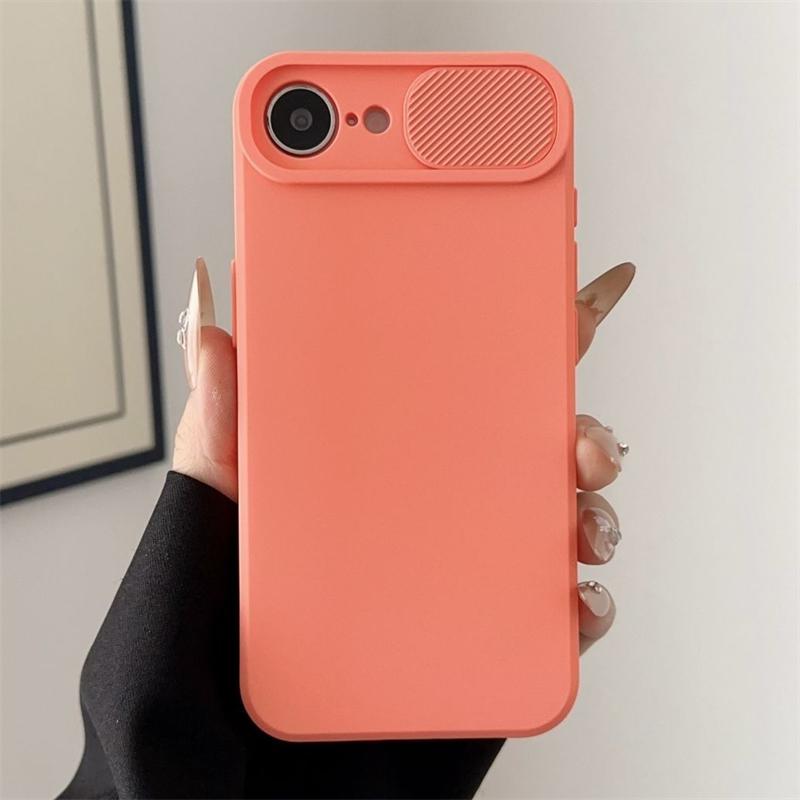 Slide Camera Lens Protection Shockproof Phone Case For iPhone 16E 15 14 Plus 13 12 Mini 11 16 Pro Max Soft Silicone Bumper Cover