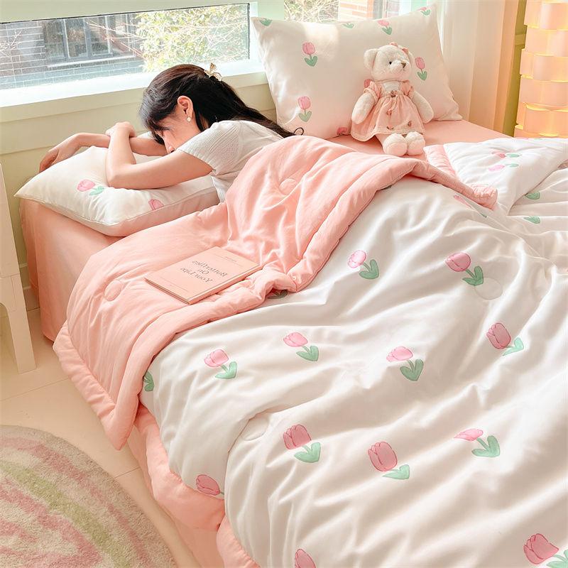 

Моющееся шелковое летнее одеяло из ледяного шелка, кондиционер, высококачественное вышитое летнее прохладное одеяло, легкое, роскошное, тонкое одеяло для лета 200x230cm