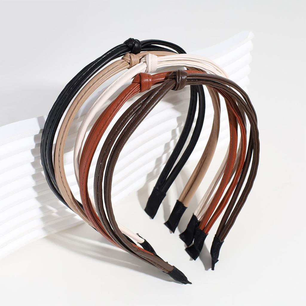 Elegant PU Leather Headband for Casual Wear Women Hairhoop Fashion Headpieces Accessories Knotted Headband Hair Decors