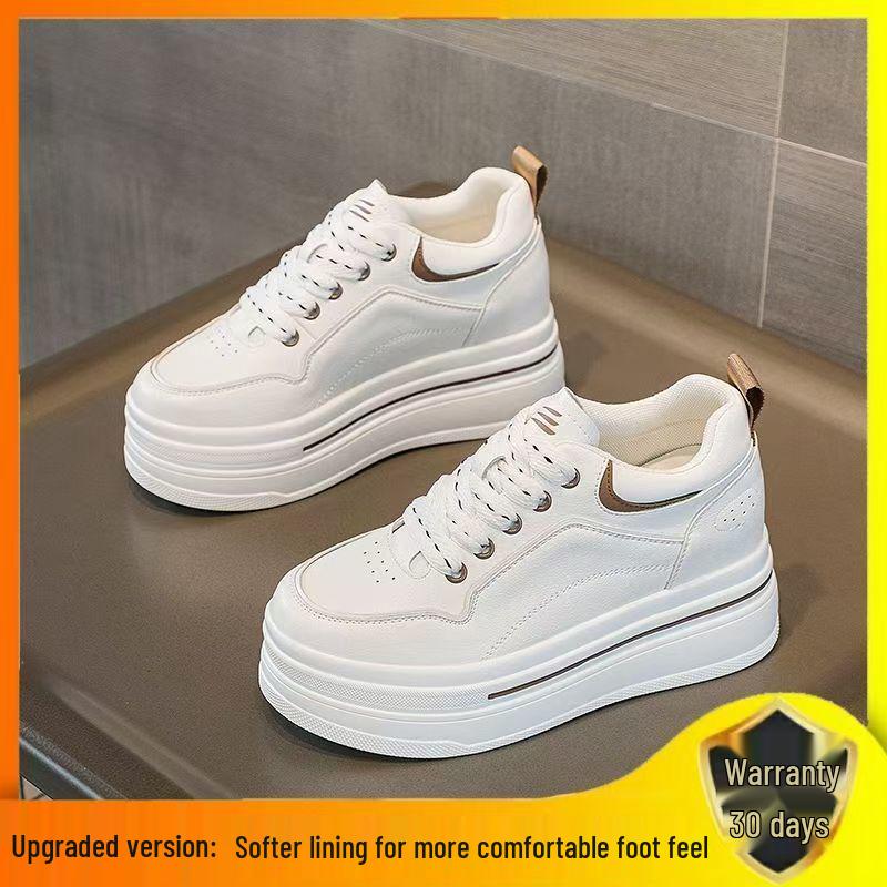 

Korean Style Women s White Platform Shoes - Petite Sizes, Inner Height Boost, Versatile for Spring & Autumn 35