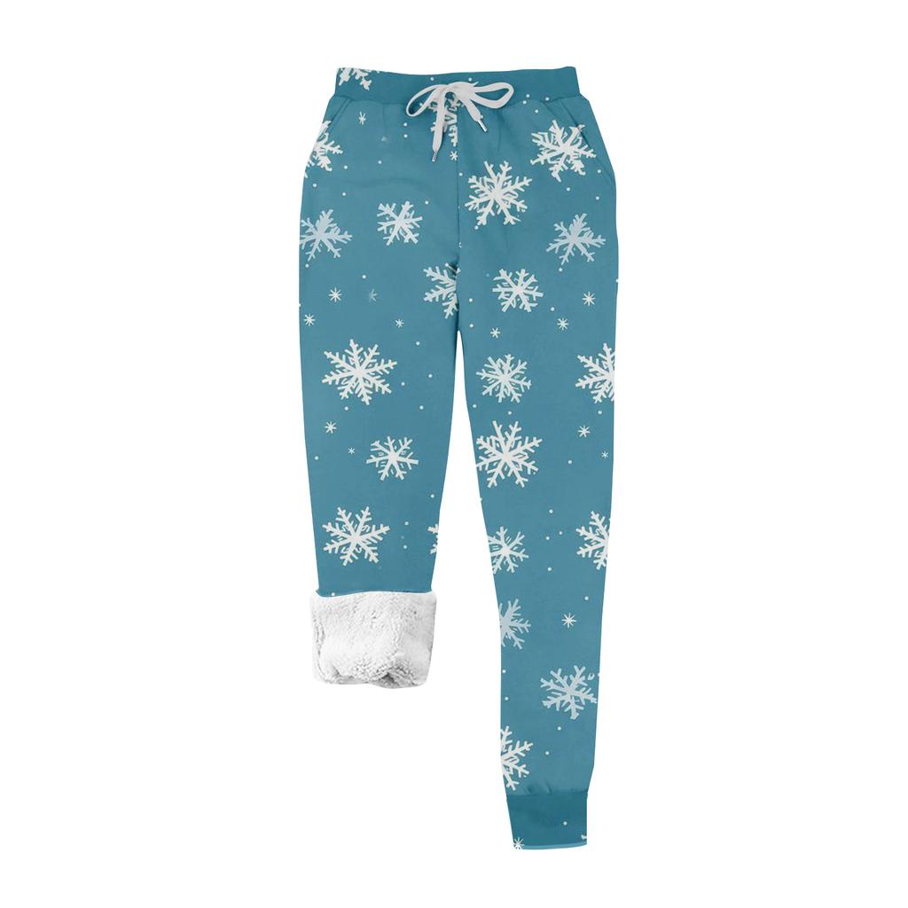 Women's casual fashion home Christmas print plush sweatpants