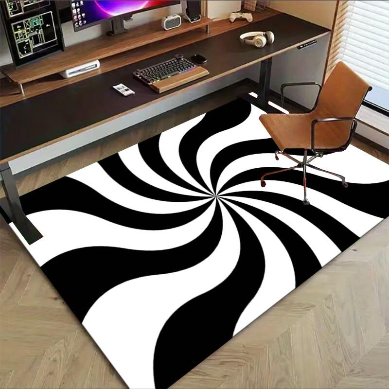 1PC Black White Extra Large Non Slip Floor carpet, Office, family, bedroom, Studio   Large Area Rug Indoor Rugs, , Vibrant Colors