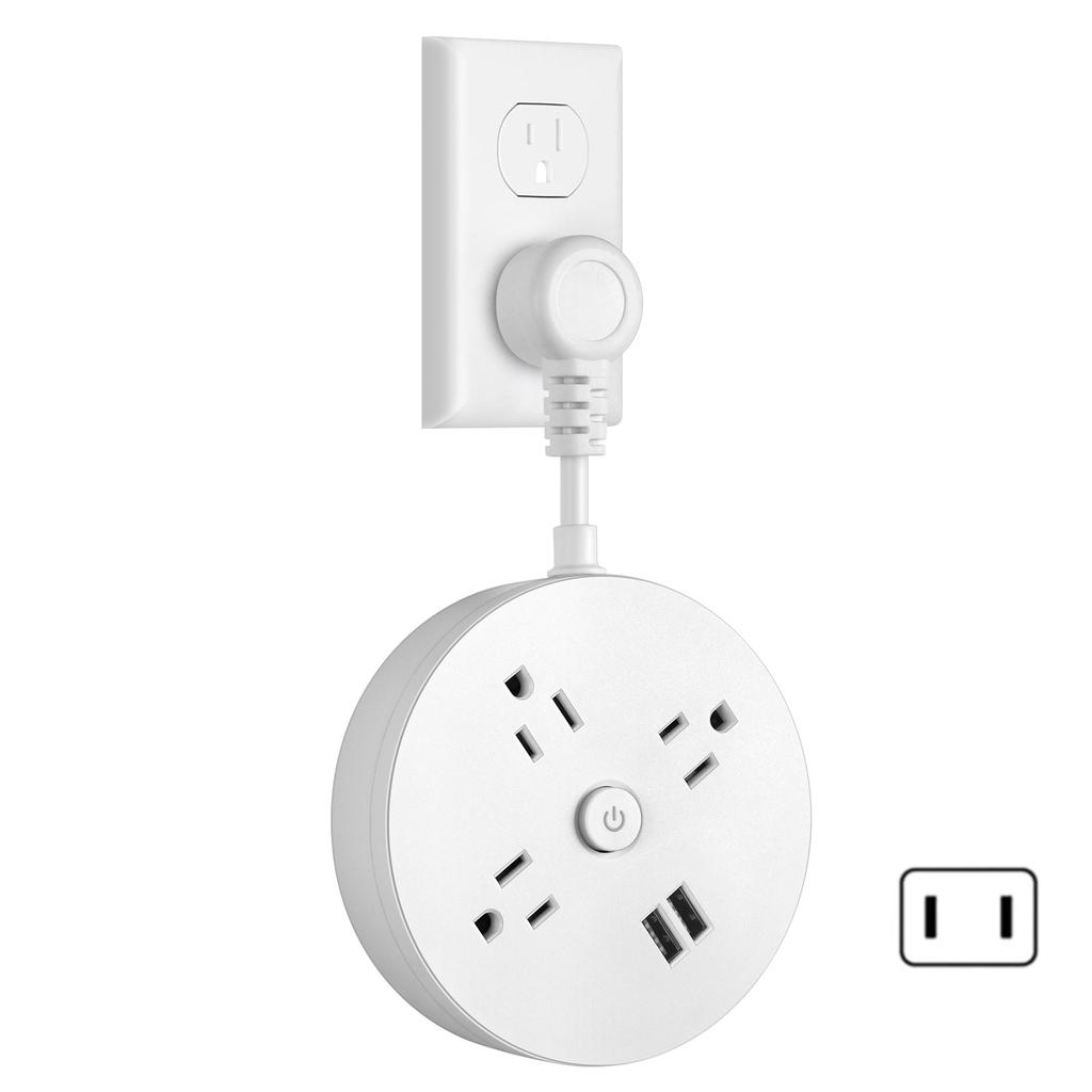 Tragbarer USB-Steckdosen-Extender mit mehreren Steckdosen (3 AC-Steckdosen und 2 USB-Anschlüsse) für Zuhause und das Büro