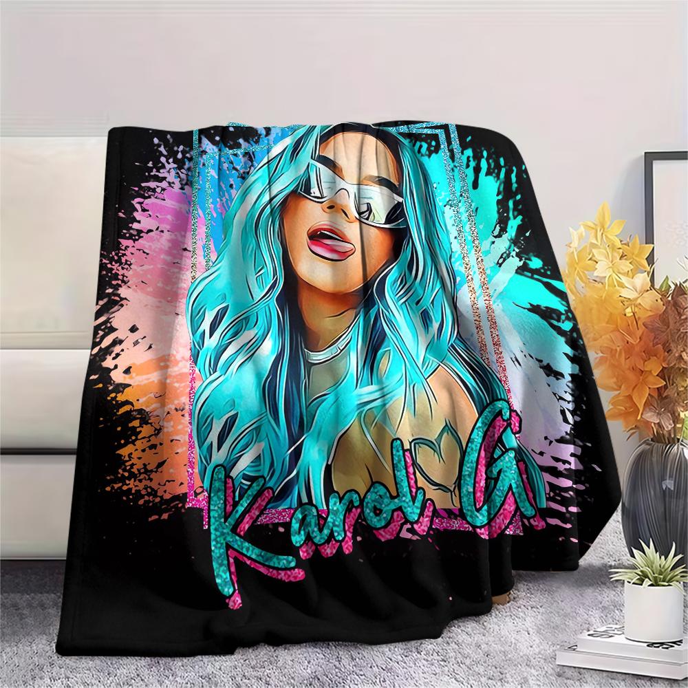 1Pc Karol G Print Flannel Blanket, High Quality Comfortable for All Seasons, Home Decor, Warmth and Comfort, Perfect for Gifts