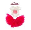 Set of 3 Birthday Doll Pink Clothing Accessories Including Skirt Romper Headband for 43cm / 17Inch Newborn Baby Doll (No Doll)