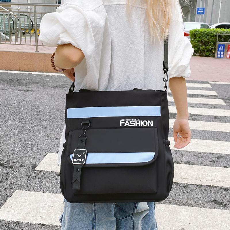 Schultertasche für Junior High School Schüler Farbkontrast Mehrfachfächer Umhängetasche Unisex Große Kapazität Tragetasche