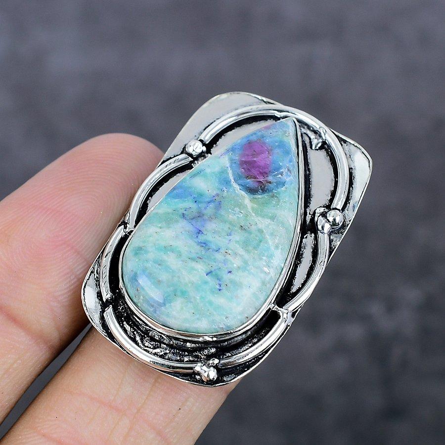 Ruby Fuchsite Gemstone 925 Sterling Silver Jewelry Ring Size 7.5