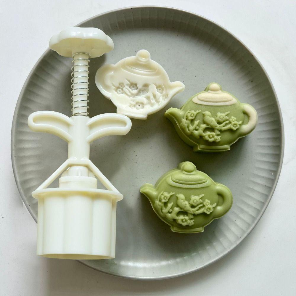 Plastic Mooncake Molds Teapot Shape Pastry Mold Hand Press Mould  Mid-Autumn Festival