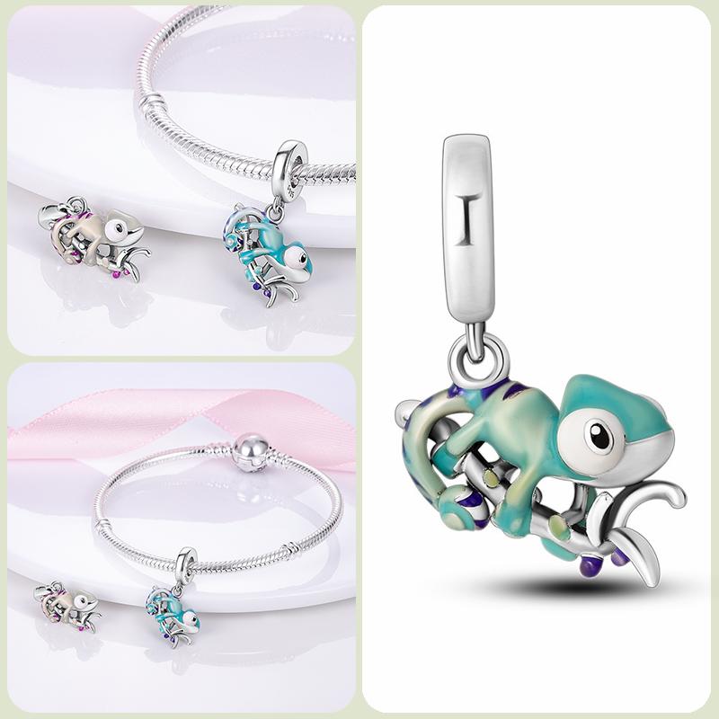 Modne koraliki zawieszki S925 ze srebra próby 925 w stylu klasycznym i romantycznym z motywem żółwia lotosu, odpowiednie do oryginalnej bransoletki DIY na prezent