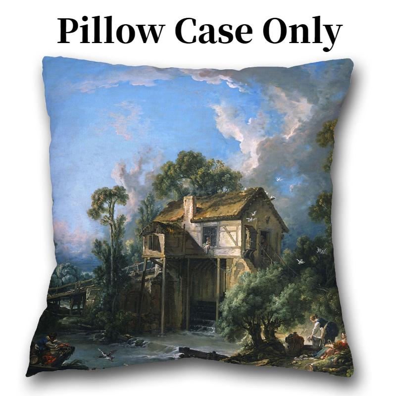 Oil Throw Painting Pillow Case Linen Suede Soft Cushion Cover Decoration Room