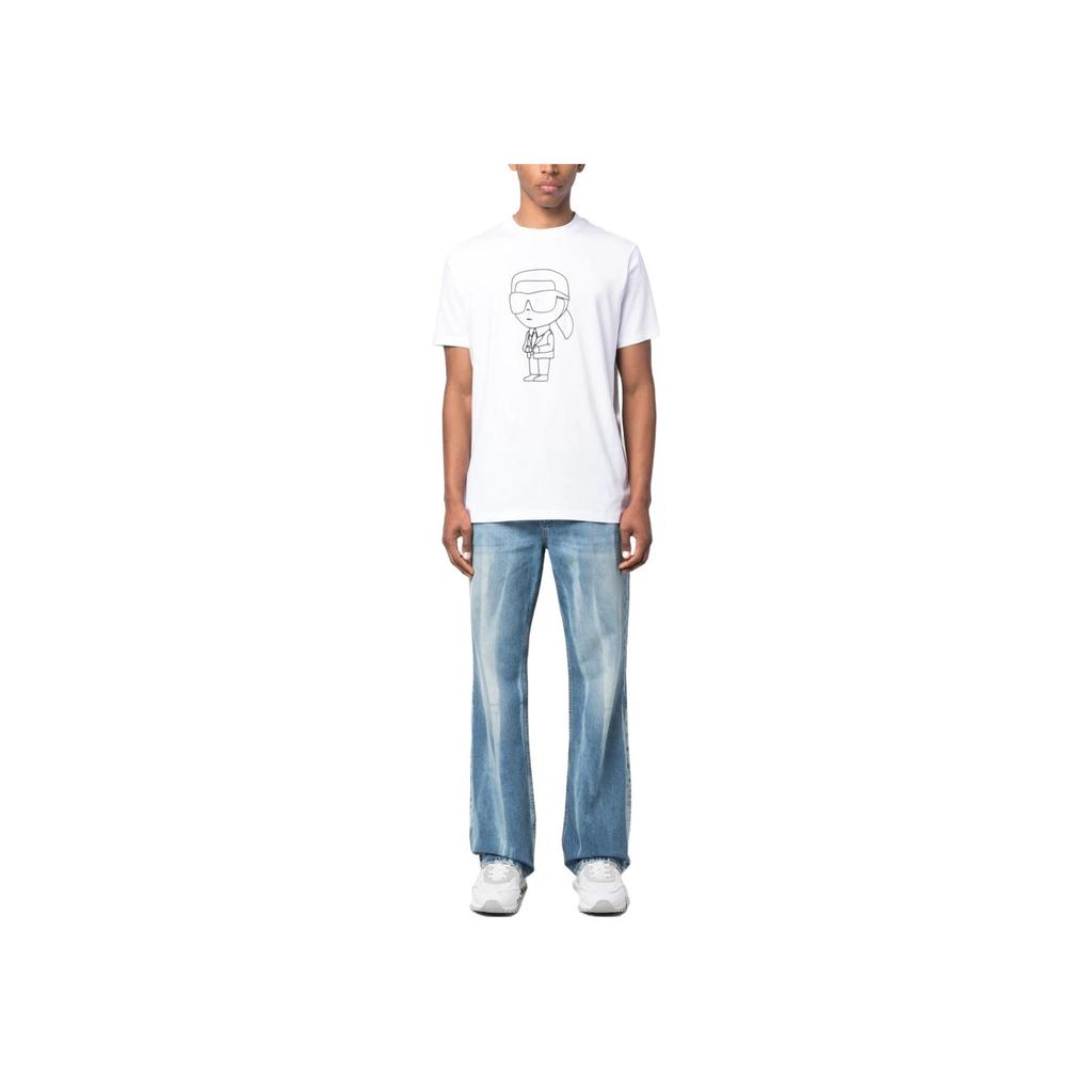 Karl Lagerfeld Cartoon Character Print Crew Neck Short Sleeve T-Shirt Men Tops White 75508253222110