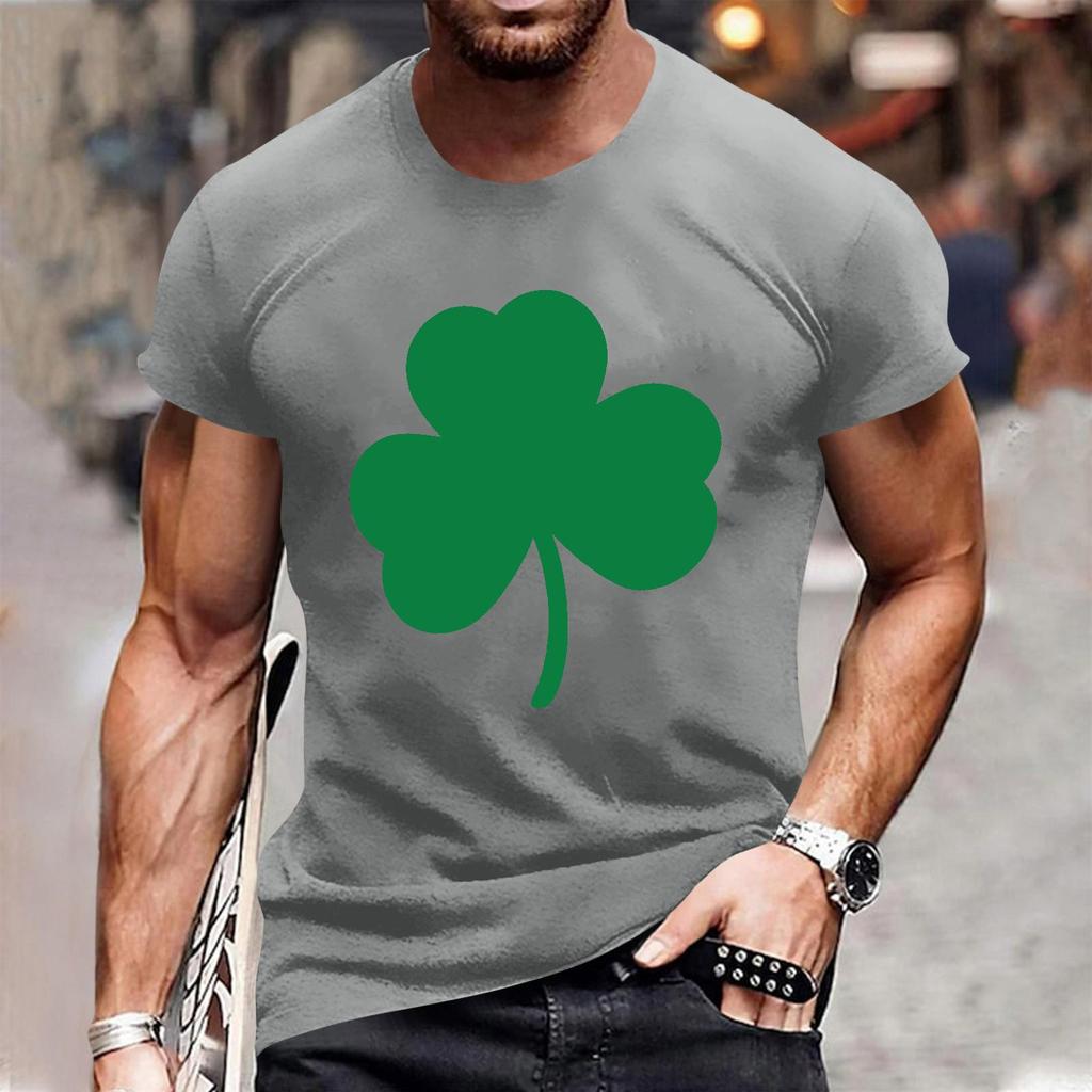 Popularny Męski T-shirt z Nadrukiem, Okrągły Dekolt, Krótki Rękaw