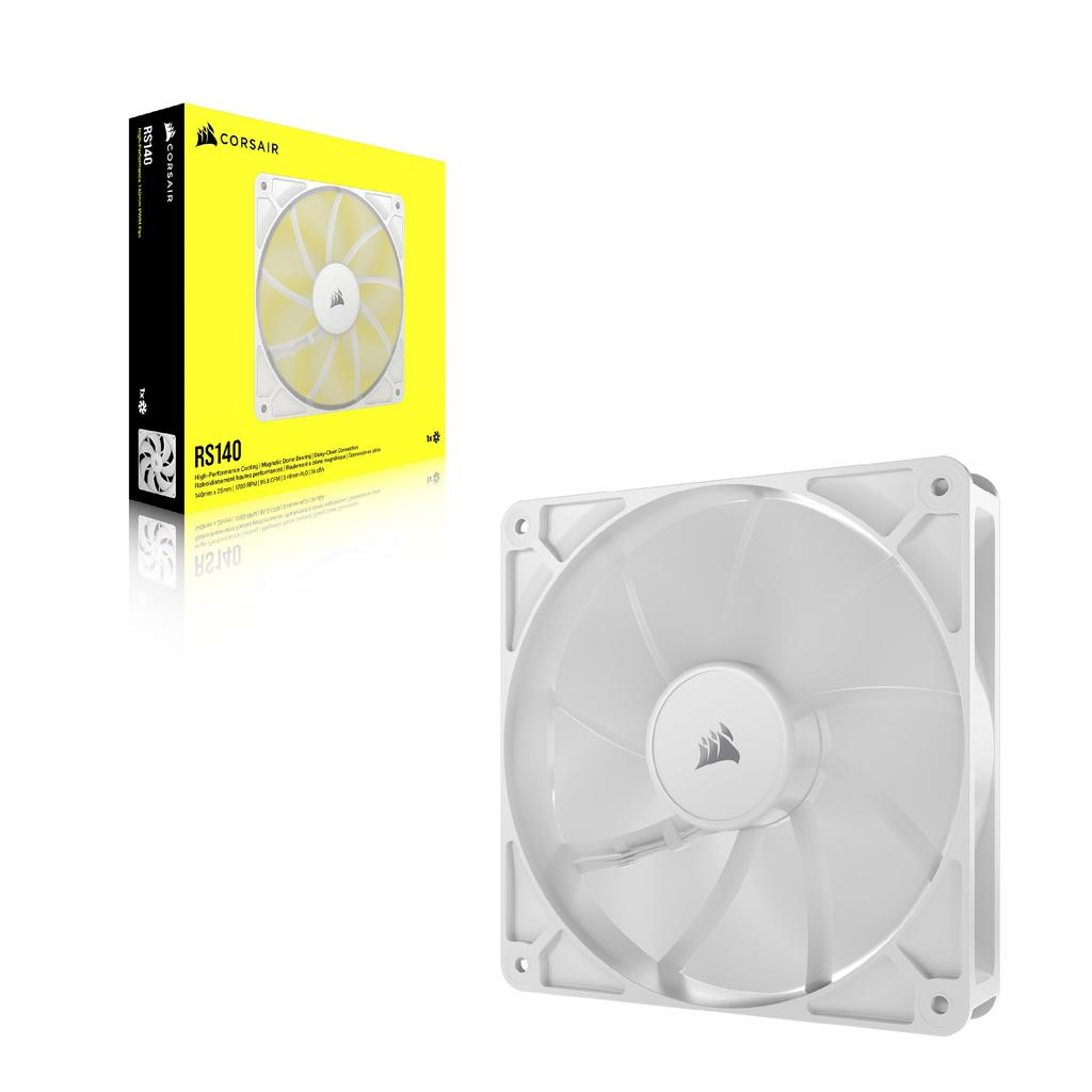 CORSAIR RS140 PWM 140mm PC Case Fan Daisy Chainable Single Pack White CO-9050194-WW