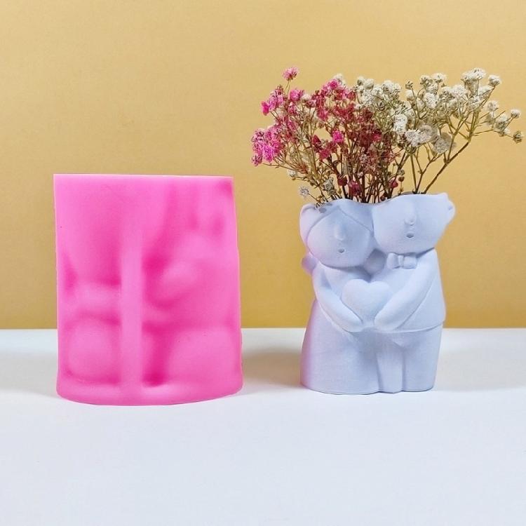 Couple Doll Silicone Mould for Flower Pots Vase Mold Concrete Cement Epoxy Resin