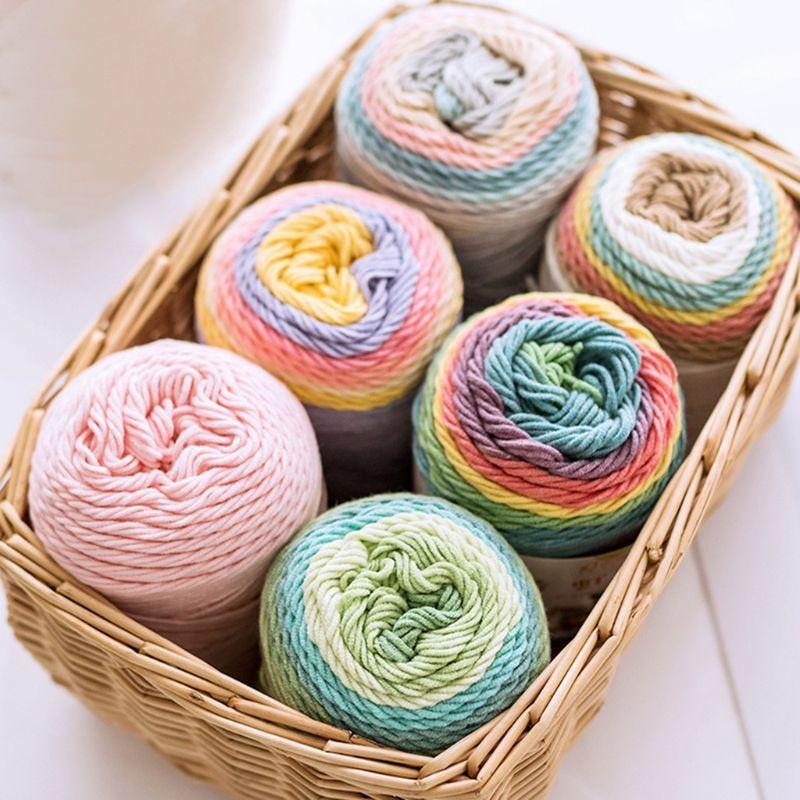 100g Rainbow Cotton Knitting Yarn 5 Strand Hand-Woven Crochet Thread for Blanket top sale