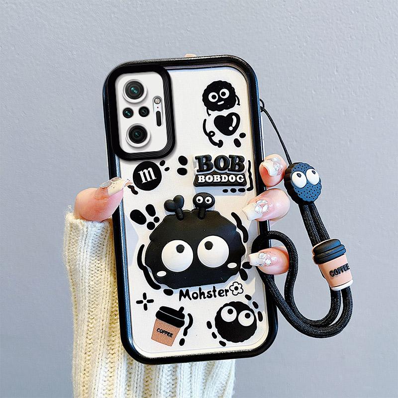 KEYSION Etui odporne na wstrząsy do Redmi Note 10 Pro 4G 5G 10S z smyczą Miękki silikonowy uroczy 3D Cartoon Doll tylna obudowa telefonu do Xiaomi POCO M5S