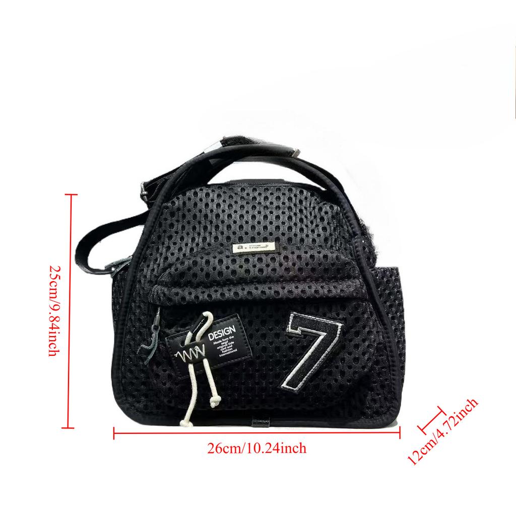 Women'S Mesh Cloth Splicing Handbag Personalized Casual Versatile Single Shoulder Oblique Span Bag