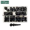 145-Piece Plastic Nut Cap Set: Black & White Hex Socket Protective Caps M4-M12
