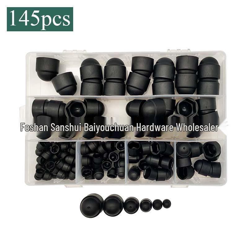 

145-Piece Plastic Nut Cap Set: Black & White Hex Socket Protective Caps M4-M12 145 pcs White Nut Caps Boxed
