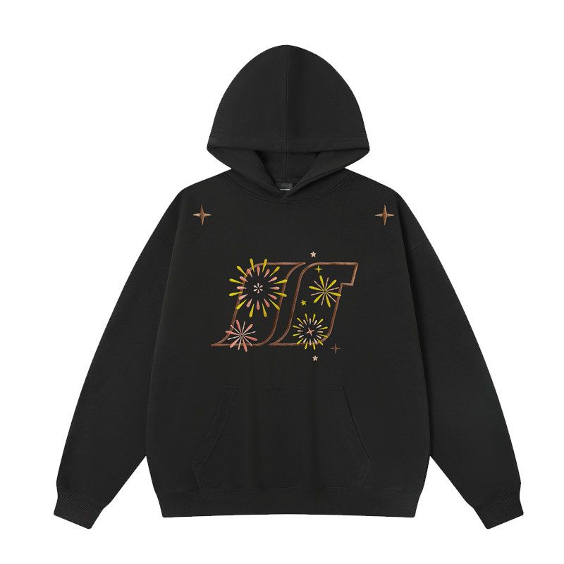 Jungle Tiger Original Design Fireworks Embroidery Hooded Sweatshirt for Men 2026 Spring American Style Heavyweight Couple Clothes