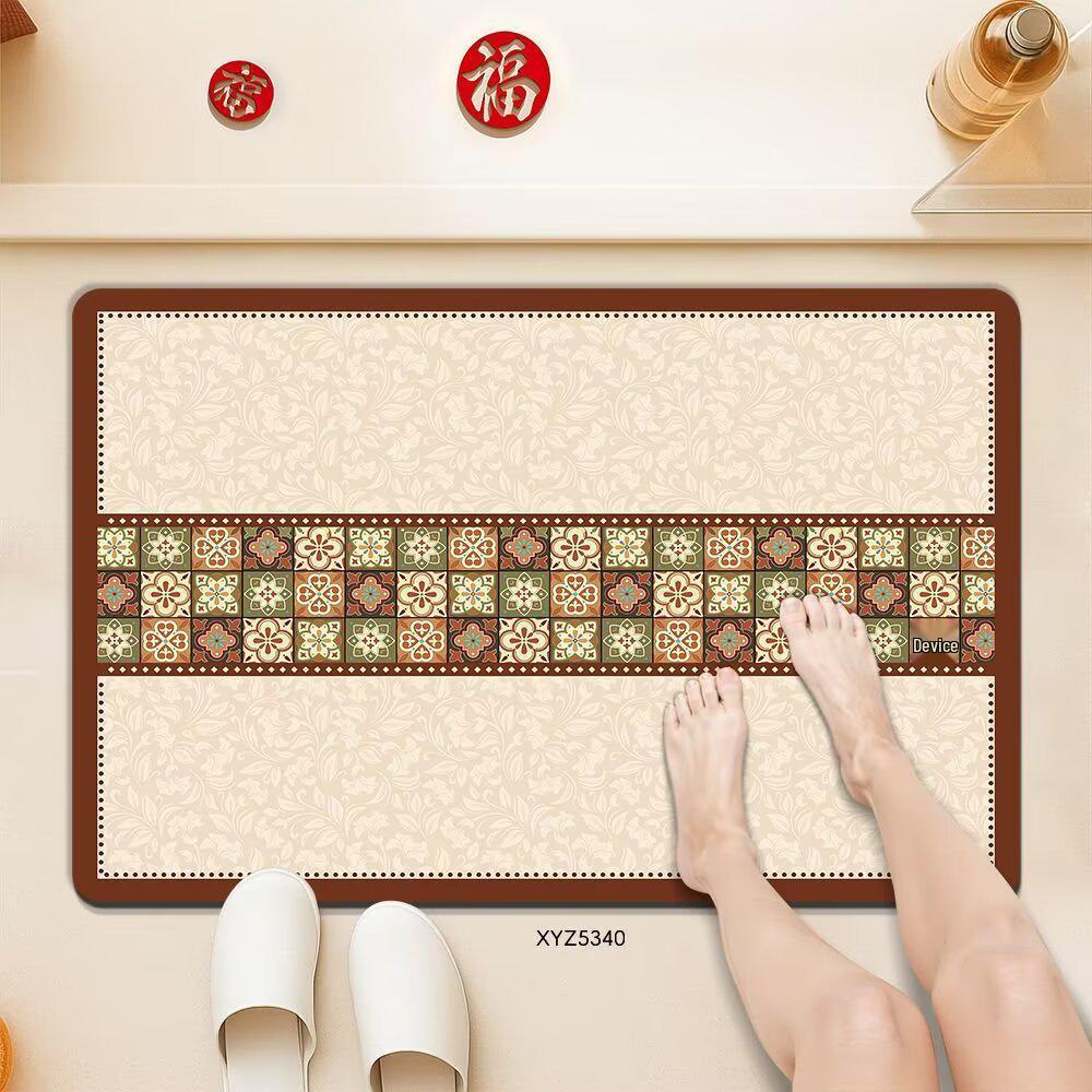 

European Classical Non-Slip Diatom Mud Bathroom Mat - Quick-Drying, Scratch-Resistant, Dirt-Resistant, Water-Absorbent Door Mat. 40*60cm (Economy Diatom Mud)