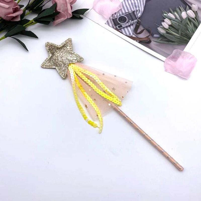 4x/set Nice Princess Wand Girls Star Wand Toy Dress-up Cosplay Prop Costume Supplies Birthday Party Favor Gifts for Kids