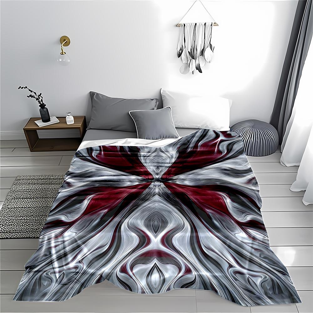 Abstract Gray and Red Swirl Pattern blanket for Bedroom or Living Room blanket, suitable for use in the bedroom, living room, on the sofa