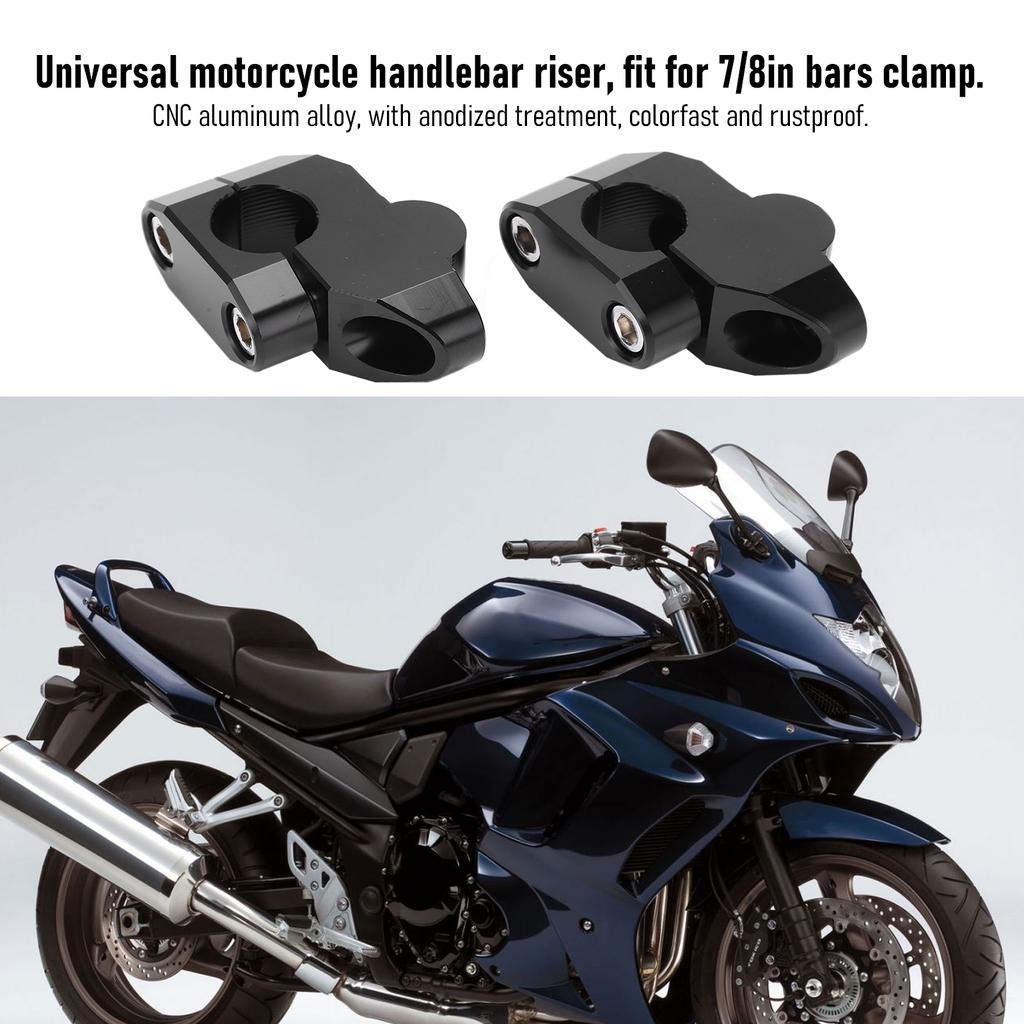 7/8in Handlebar Risers CNC Aluminum Alloy Universal Motorcycle Modification AccessoryBlack