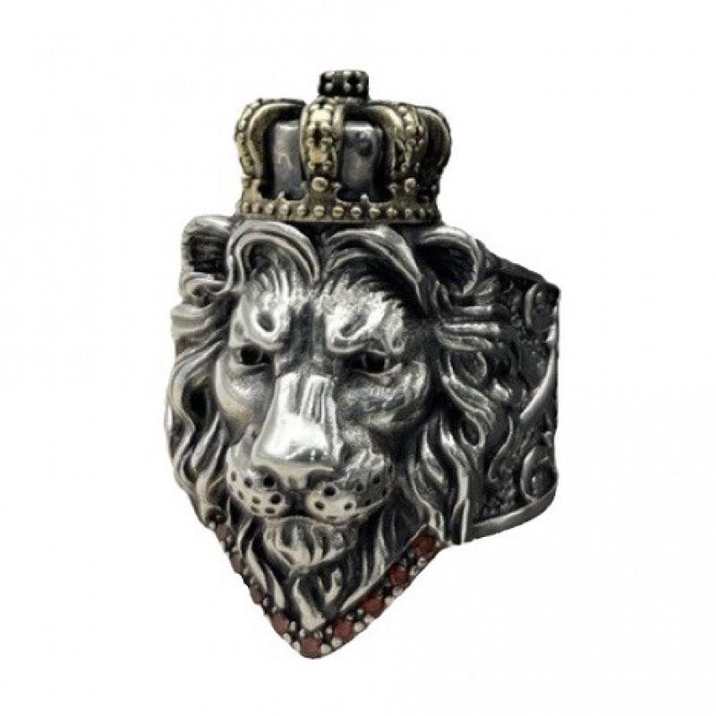 Adjustable Lion Head Ring With Crown Design Men Women Sterling Vintage Statement