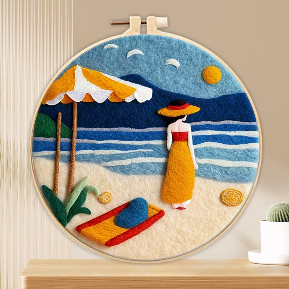 CHENISTORY Paquete de Fieltrado con Lana Árbol de la Vida Kit de Pintura de Fieltrado con Lana con Kit de Bordado Divertido DIY Aguja de Fieltro Marco de 20x20cm