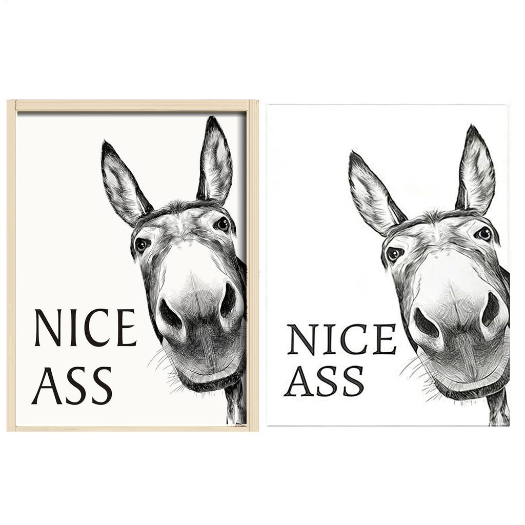 Abstract Funny Animals Donkeys Poster Print Painting Nice Ass Quote Canvas Wall Art Pictures For Home Bathroom Decor
