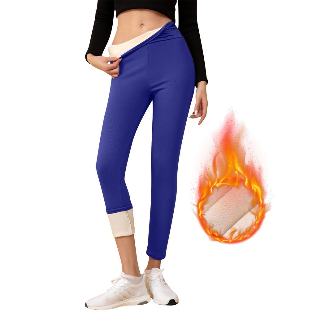 Ladies' Lamb Wool Thickened High Waisted Slimming Pencil Pants With Bottom And Warm Pants